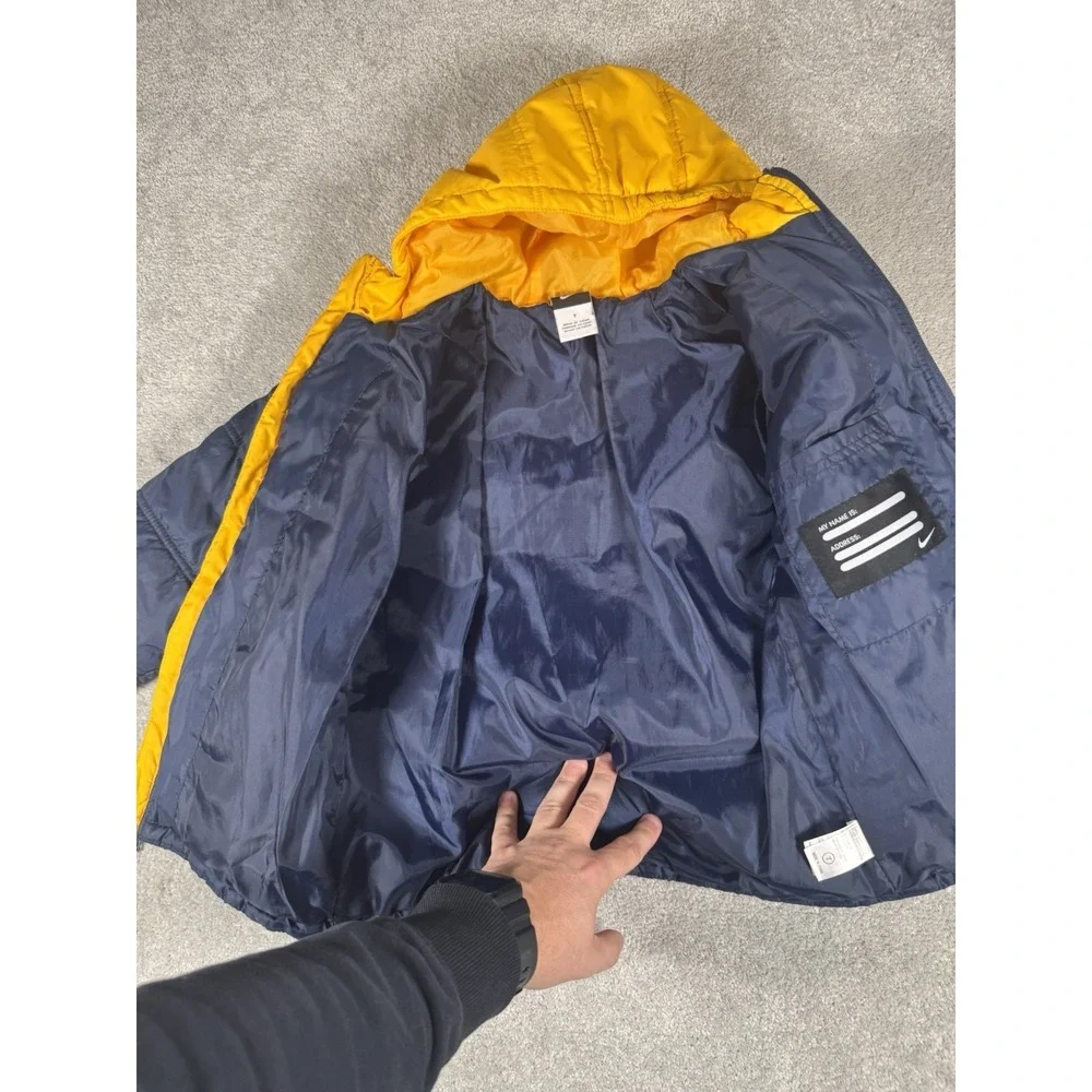 Nike‎ Puffer Hooded Jacket Navy And Yellow Kids Size 7